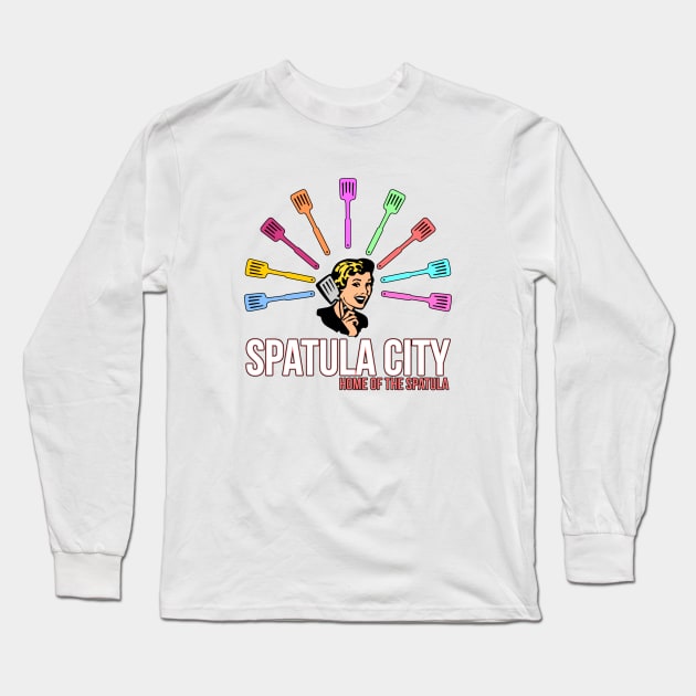 Spatula City Long Sleeve T-Shirt by AngryMongoAff